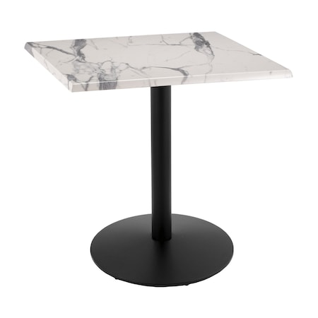 Holland Bar Stool Co 36" Tall OD214 Black Table Base 22" Diameter 30"x30" Square White Marble Top OD214-2236BWOD30SQWM